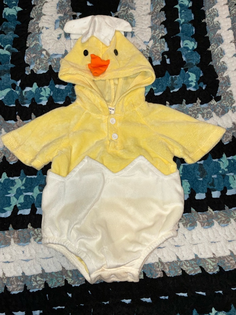 SHEIN Yellow Baby Plush Hooded Jacket with Orange Detail